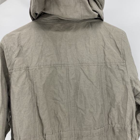 Eileen Fisher nylon metallic A-line hooded jacket light green oversized size S - Picture 9 of 12